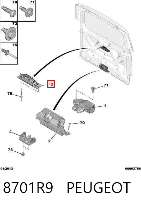 Puxador externo de tampa de porta-malas (de 3ª/5ª porta traseira) 8701R9 Peugeot/Citroen