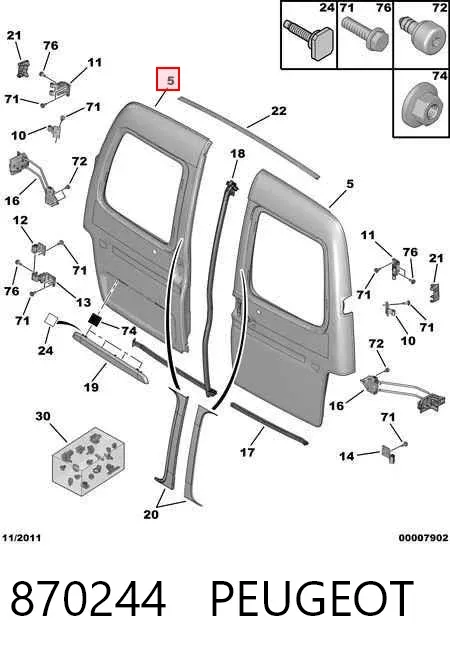 Porta batente traseira esquerda de furgão 870244 Peugeot/Citroen