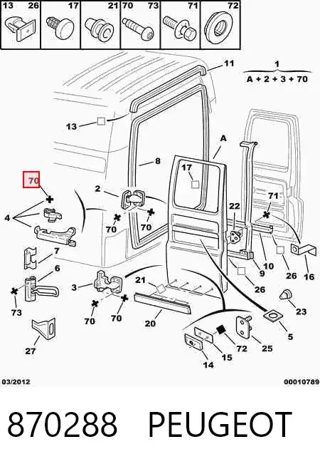 Porta batente traseira esquerda de furgão 870288 Peugeot/Citroen