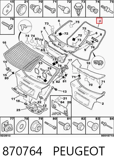 Compactador de porta-malas (de 3ª/5ª porta traseira) 870764 Peugeot/Citroen