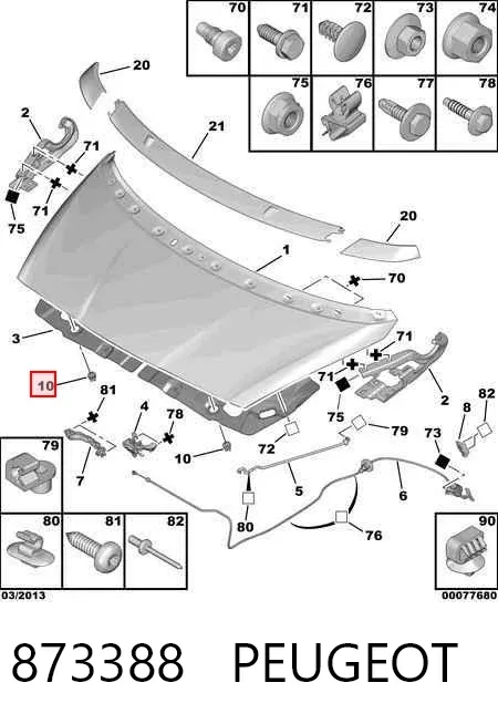 Pára-choque (grade de proteção) da capota 873388 Peugeot/Citroen