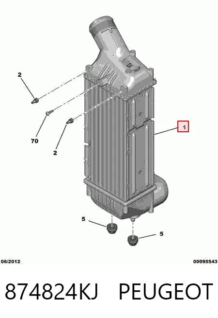 Radiador de intercooler 874824KJ Peugeot/Citroen