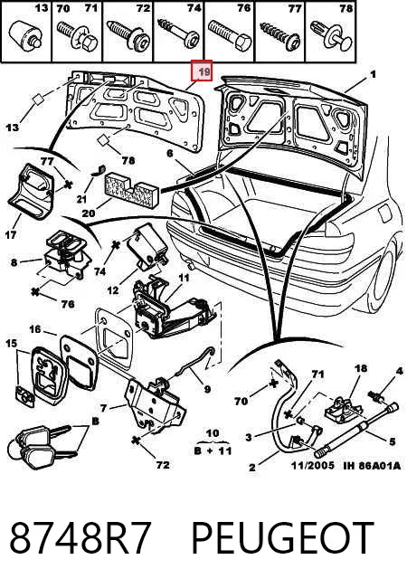Revestimento (cobrimento) de tampa de porta-malas (de 3ª/5ª porta traseira) 8748R7 Peugeot/Citroen