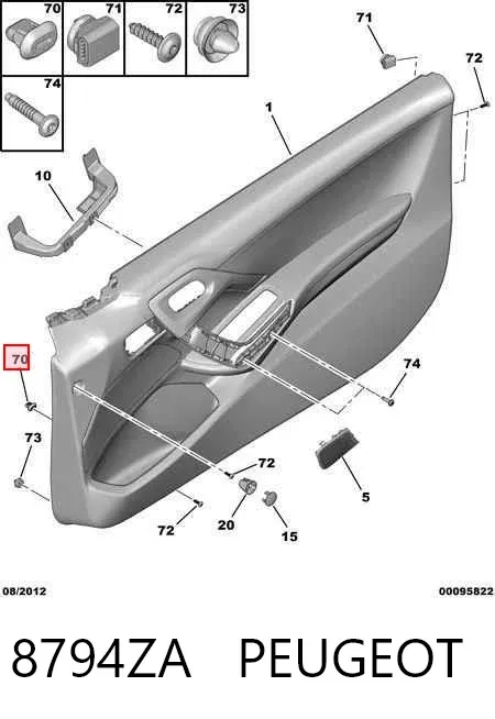 Cápsula (prendedor) de fixação de revestimento de tampa de porta-malas 8794ZA Peugeot/Citroen