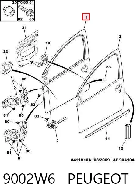 Porta dianteira esquerda 9002W6 Peugeot/Citroen