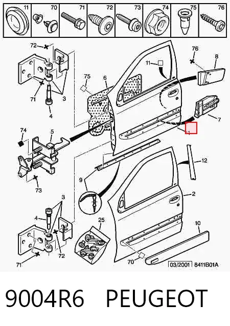 Porta dianteira direita 9004R6 Peugeot/Citroen