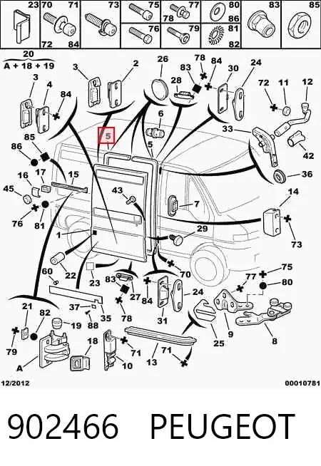 Compactador da porta dianteira esquerda (na porta) 902466 Peugeot/Citroen