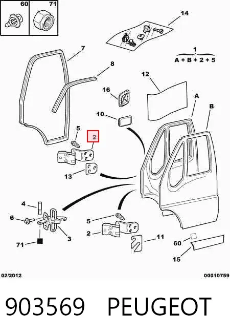 Gozno da porta dianteira 903569 Peugeot/Citroen