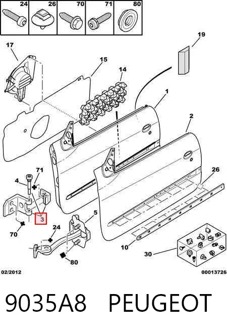 Gozno da porta dianteira direita 9035A8 Peugeot/Citroen