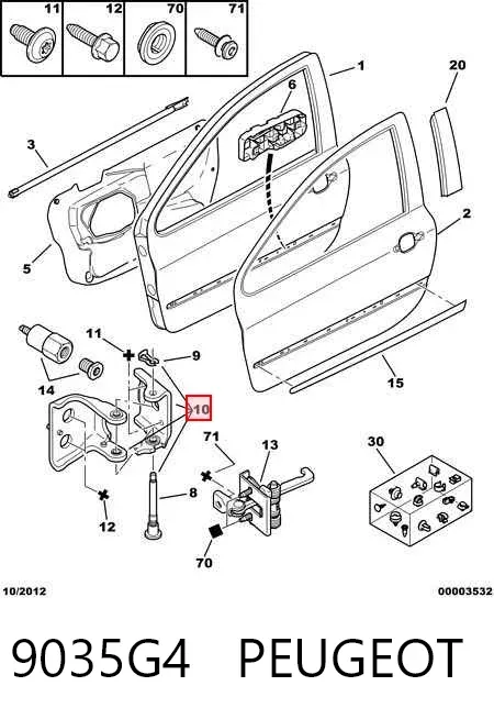 Gozno da porta dianteira direita 9035G4 Peugeot/Citroen