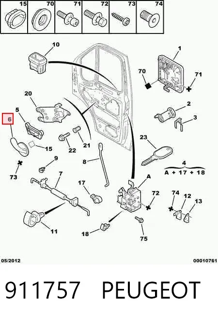 Maçaneta interna esquerda da porta dianteira 911757 Peugeot/Citroen
