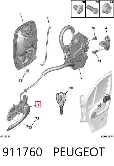 Maçaneta interna direita da porta dianteira 911760 Peugeot/Citroen