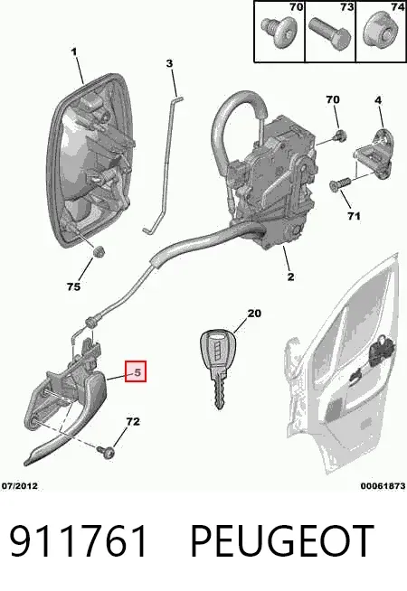 Maçaneta interna esquerda da porta dianteira 911761 Peugeot/Citroen