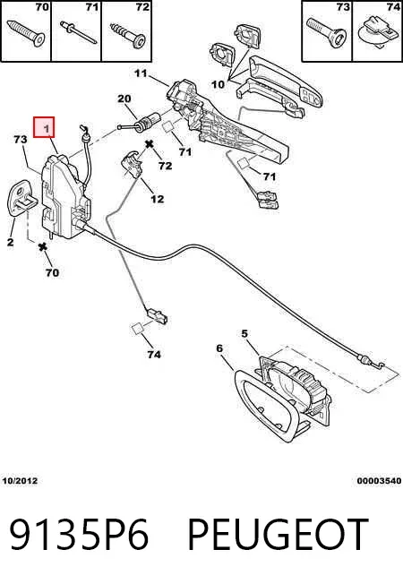 Fecho da porta dianteira esquerda 9135P6 Peugeot/Citroen
