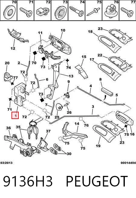 Fecho da porta dianteira direita 9136H3 Peugeot/Citroen