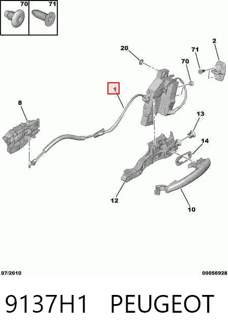 Fecho da porta traseira esquerda 9137H1 Peugeot/Citroen