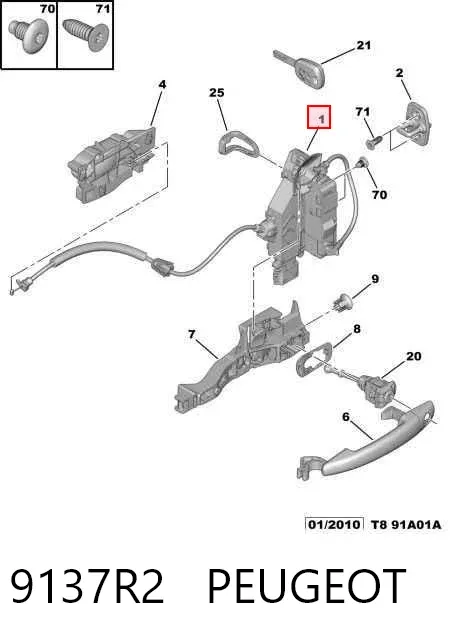 Fecho da porta dianteira esquerda Peugeot 3008 I