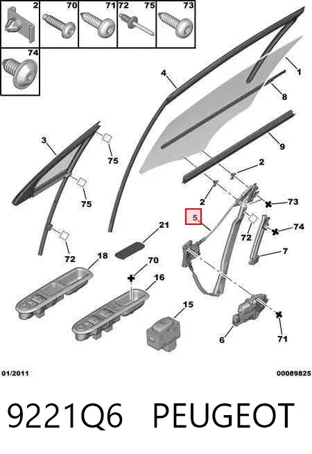 Mecanismo de acionamento de vidro da porta dianteira esquerda 9221Q6 Peugeot/Citroen