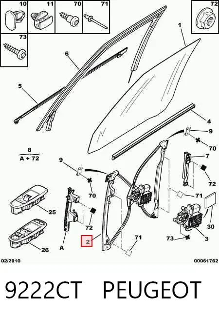 Mecanismo de acionamento de vidro da porta dianteira direita 9222CT Peugeot/Citroen