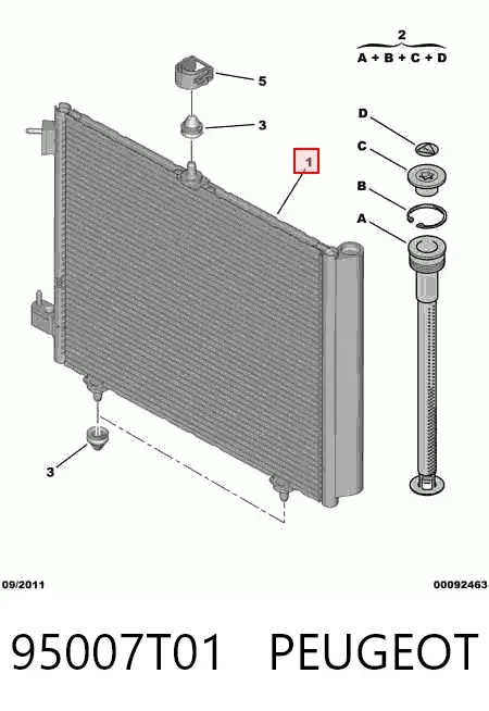 Radiador de aparelho de ar condicionado 95007T01 Peugeot/Citroen