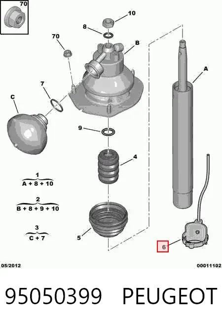Tubo de bombeio hidráulico de amortecedores 95050399 Peugeot/Citroen