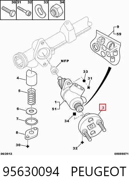Acoplamento do veio de transmissão de direção 95630094 Peugeot/Citroen