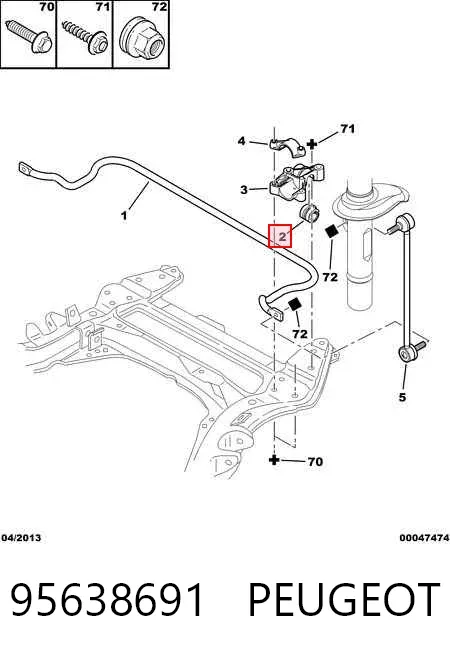 Bucha de estabilizador dianteiro 95638691 Peugeot/Citroen