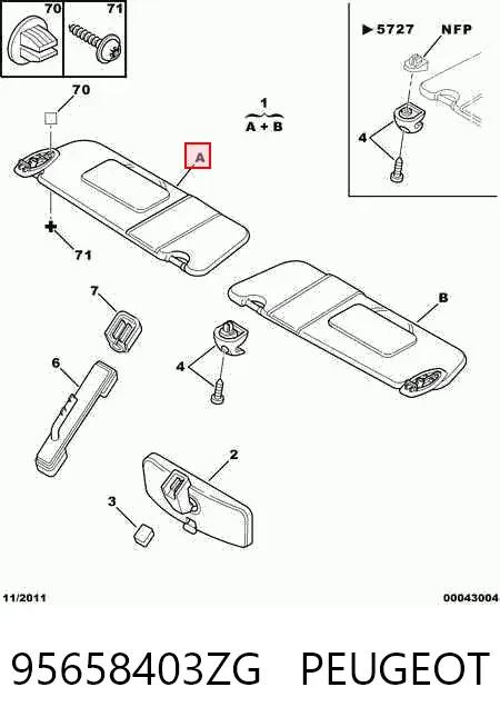 Pala contra o sol 95658403ZG Peugeot/Citroen