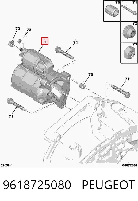 Motor de arranco 9618725080 Peugeot/Citroen