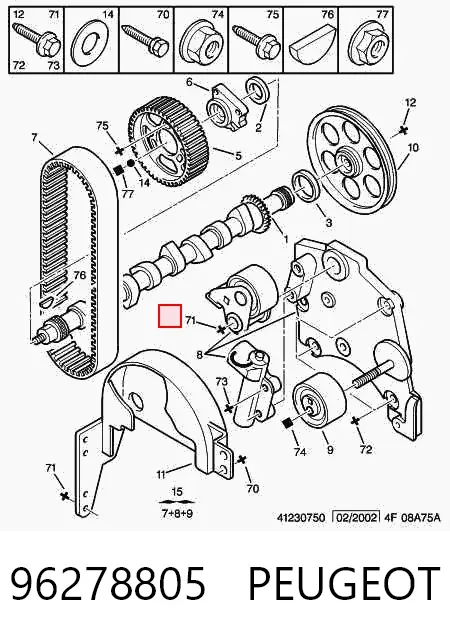 Reguladora de tensão da correia do mecanismo de distribuição de gás 96278805 Peugeot/Citroen