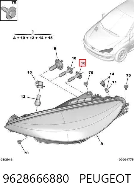 Luz esquerda 9628666880 Peugeot/Citroen