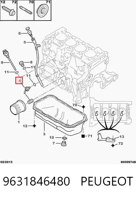 Sensor de pressão de óleo 9631846480 Peugeot/Citroen