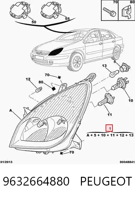 Luz esquerda 9632664880 Peugeot/Citroen