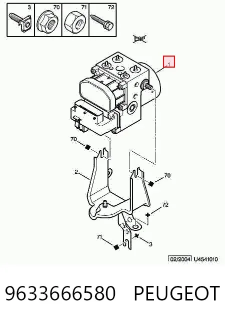 Unidade hidráulico de controlo ABS 9633666580 Peugeot/Citroen