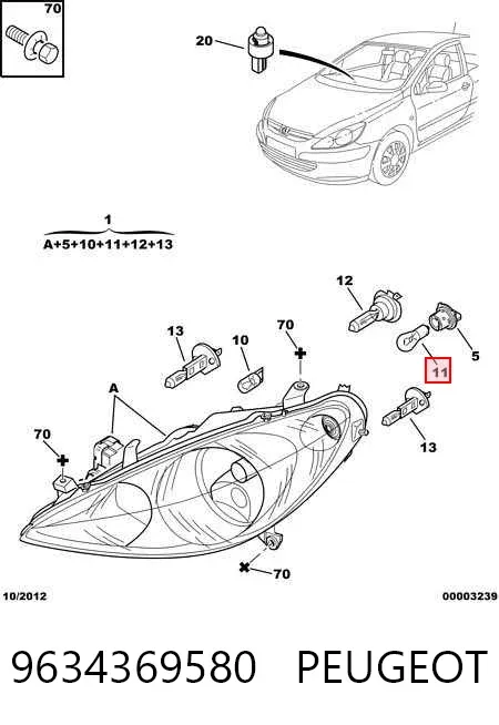 Luz esquerda 9634369580 Peugeot/Citroen