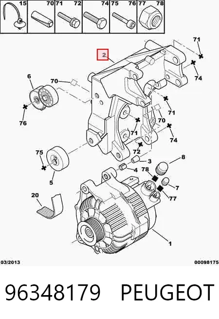 Consola do gerador 96348179 Peugeot/Citroen