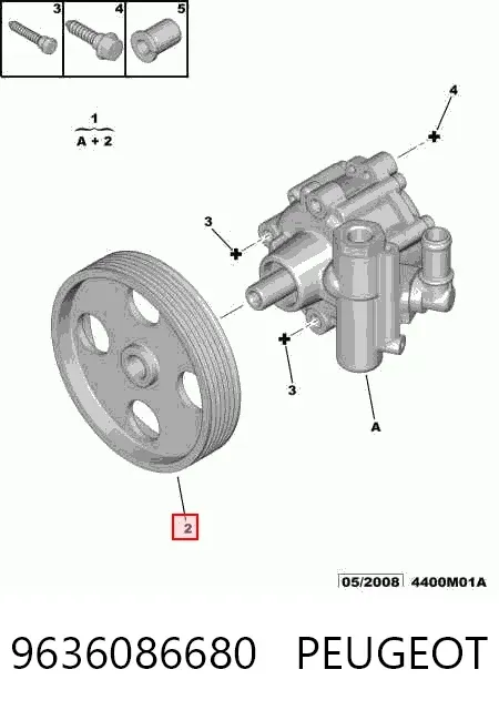 Bomba da Direção hidrâulica assistida 9636086680 Peugeot/Citroen