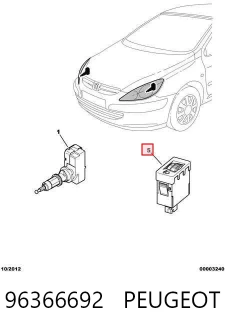 Botão (regulador) de corretor das luzes 96366692 Peugeot/Citroen
