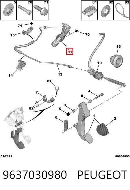 Cilindro de trabalho de embraiagem 9637030980 Peugeot/Citroen