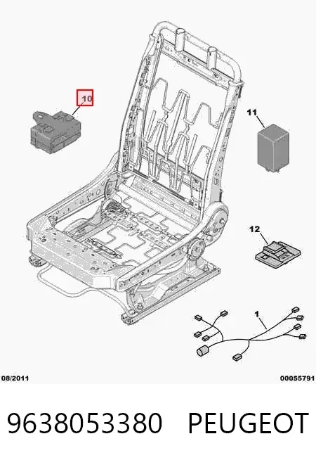 Relê de aquecimento do assento 9638053380 Peugeot/Citroen