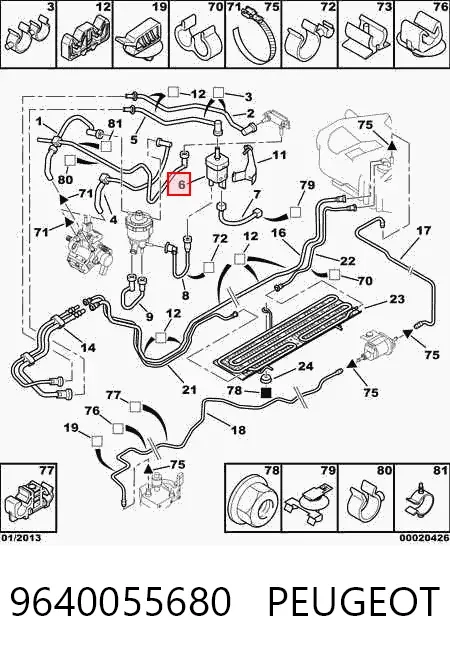 Sensor de temperatura de combustível 9640055680 Peugeot/Citroen