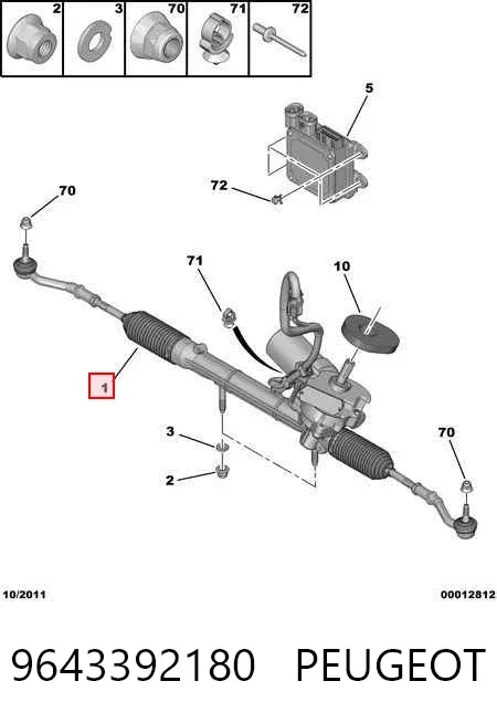 Cremalheira da direção 9643392180 Peugeot/Citroen