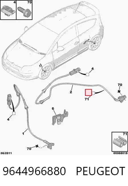 Sensor ABS traseiro 9644966880 Peugeot/Citroen