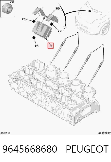 Relê das velas de incandescência 9645668680 Peugeot/Citroen