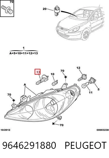 Luz esquerda 9646291880 Peugeot/Citroen