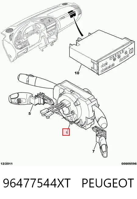 Comutador instalado na coluna da direção, montado 96477544XT Peugeot/Citroen