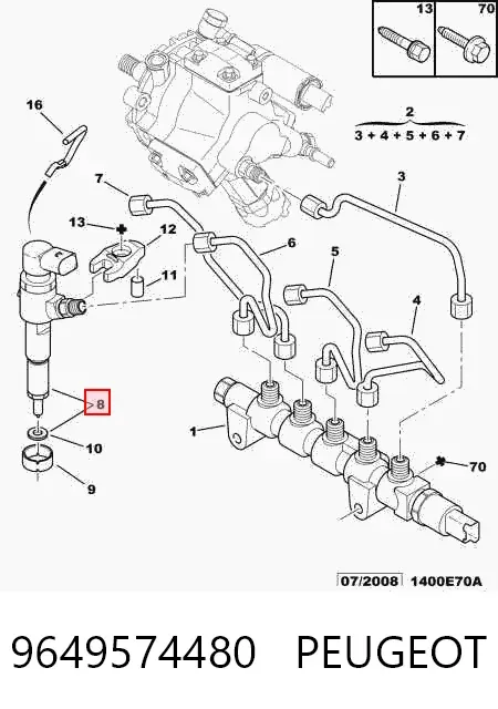 Injetor de injeção de combustível 9649574480 Peugeot/Citroen