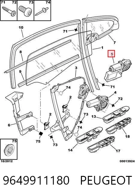 Motor de acionamento de vidro da porta dianteira esquerda 9649911180 Peugeot/Citroen