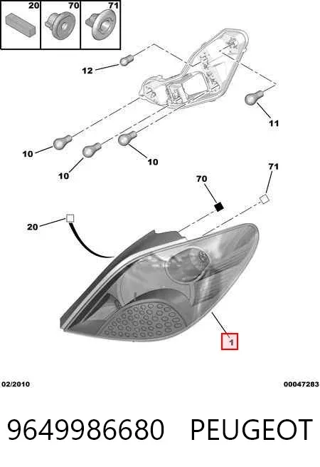 Lanterna traseira esquerda 9649986680 Peugeot/Citroen