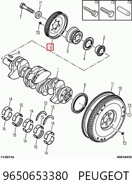 Polia de cambota 9650653380 Peugeot/Citroen